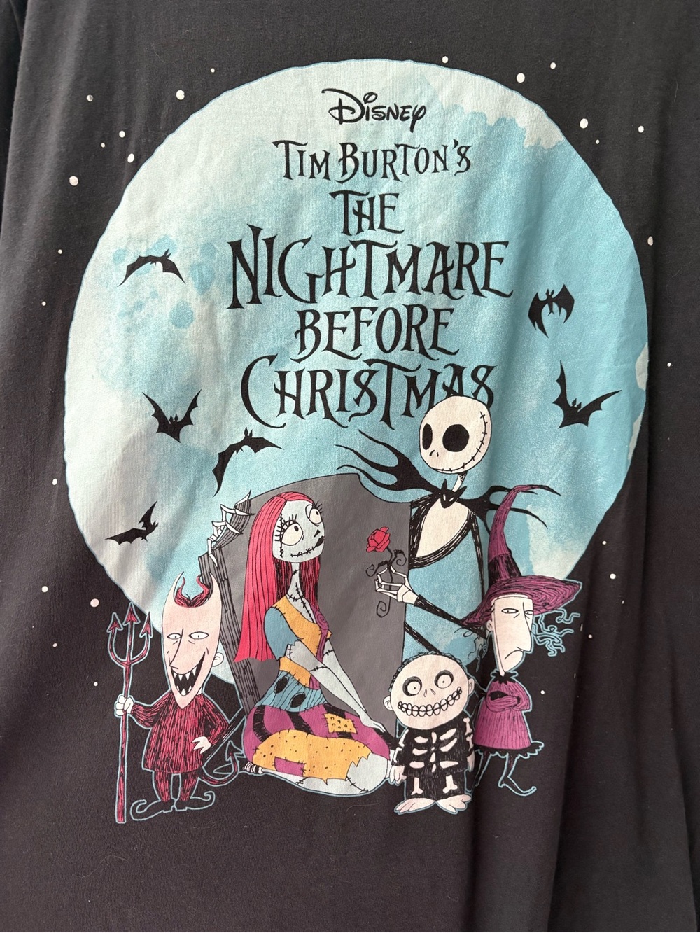 Old Navy Disney Black Tee with Colorful Nightmare Before Christmas Cast